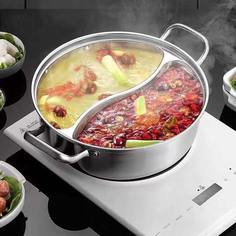 大容量不锈钢火锅加厚加深鸳鸯锅火锅专用锅电磁炉煤气灶通用