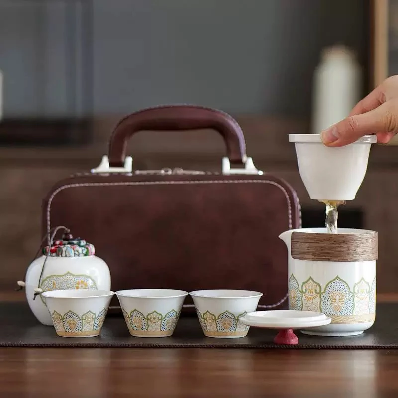 精品便捷式宝相花旅行套装功夫茶具@653