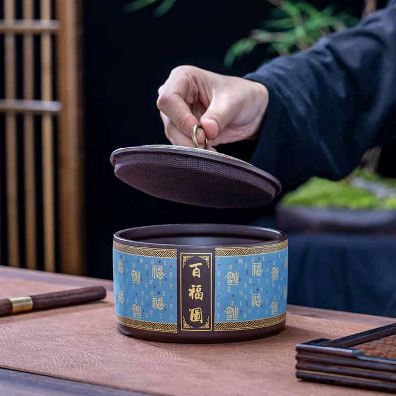 紫砂陶瓷百福阁茶叶罐G12(flk)