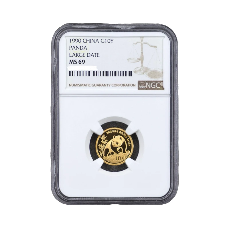 1990年熊猫1/10盎司金币大字版NGC69无盒证