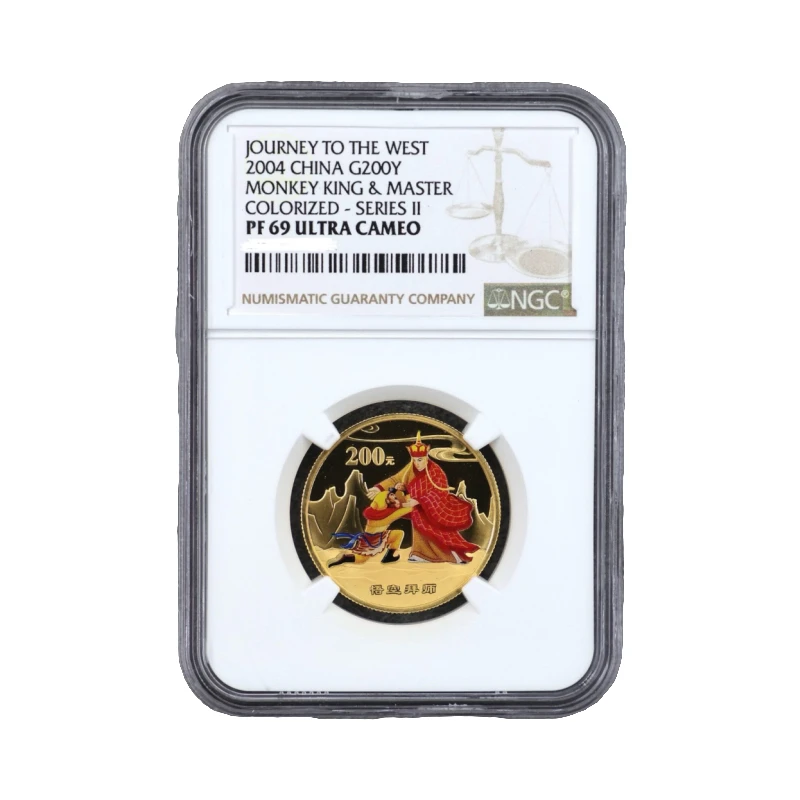 2004年西游记二组金币NGC69 1/2盎司悟空拜师金币 有证书