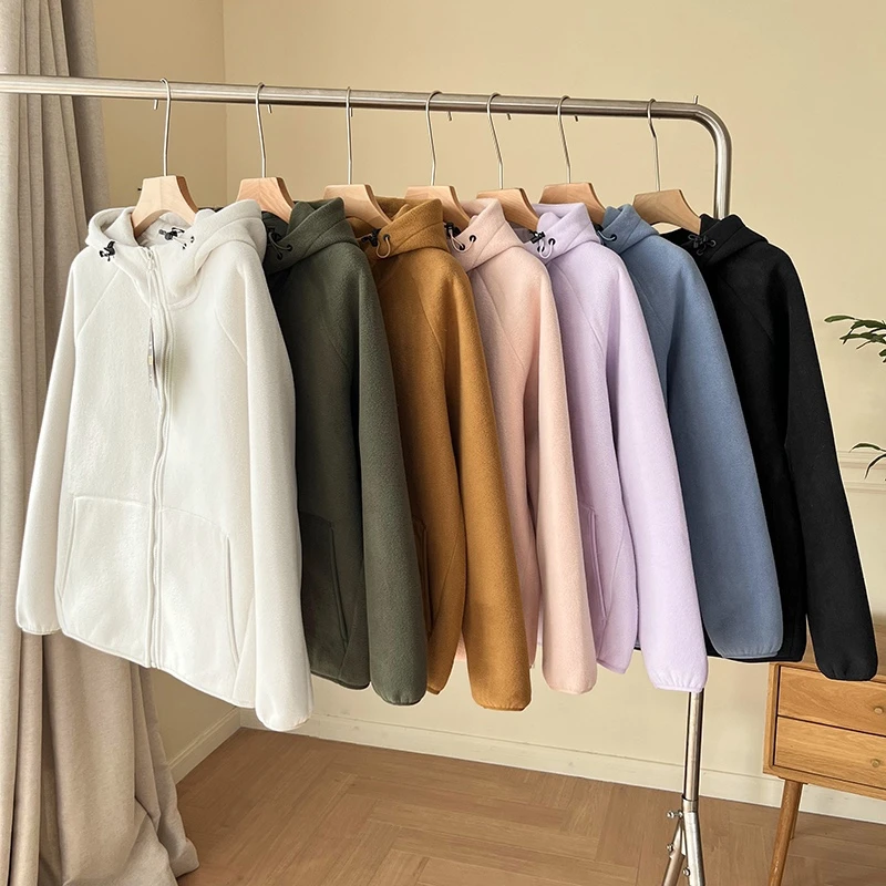 620克双面绒女2025早春奥利绒外套女款户外运动加绒加厚开衫卫衣