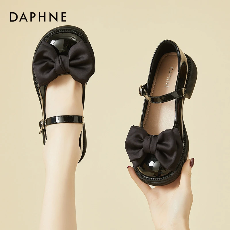 达芙妮玛丽珍女鞋圆头小皮鞋日系女jk鞋子2025新款春秋蝴蝶结单鞋