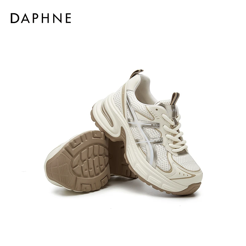 达芙妮 6.5cm厚底老爹鞋女2025春季新款网面透气运动鞋百搭休闲鞋