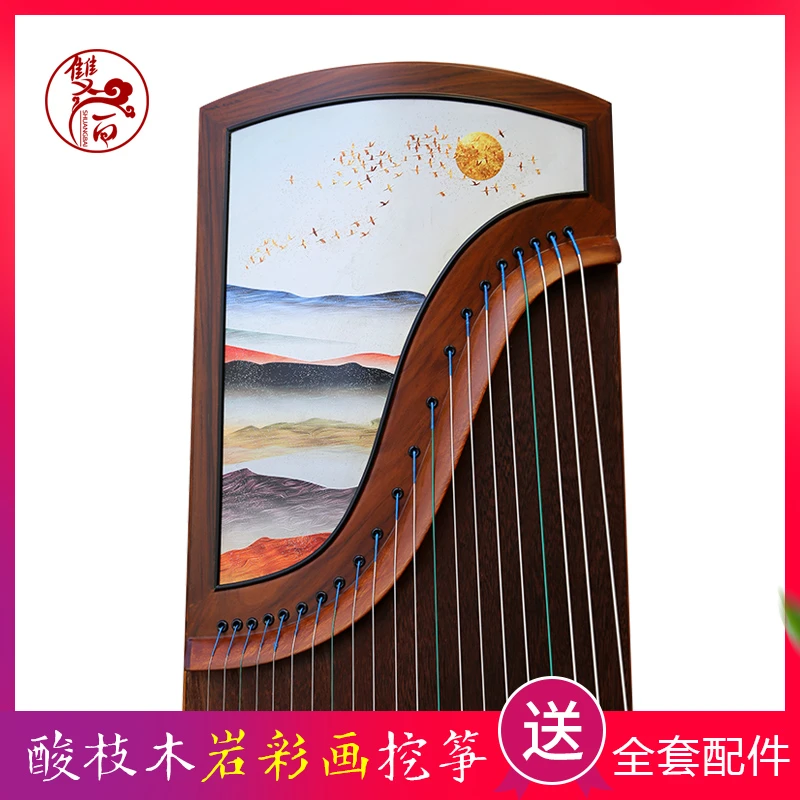 双百乐器收藏级酸枝木岩彩画挖筝专业古筝琴演奏考级10级扬州琴筝