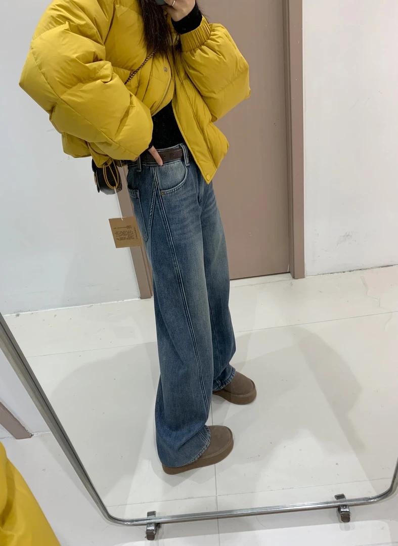 【JING·】3028浅色系复合绒镰刀裤