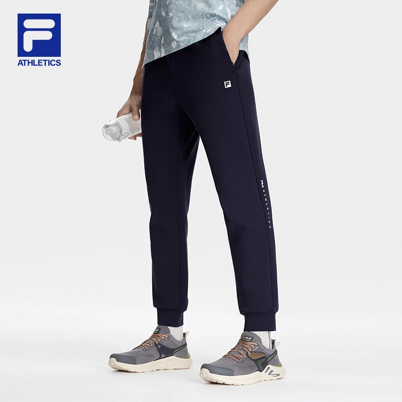 Fila/斐乐弹力男士户外舒适时尚透气针织束脚长裤A61M441602A