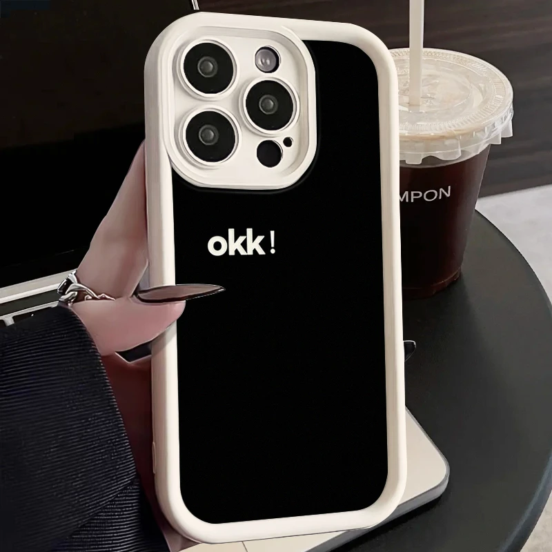 小众英文OK适用苹果14PROMAX/13高竹12/XR防摔XS高级感手机壳7/8p