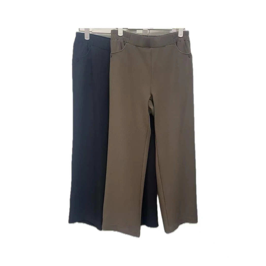 【xineba韩国鞋】春秋松紧腰直筒裤2024新款女士时尚洋气舒适长裤