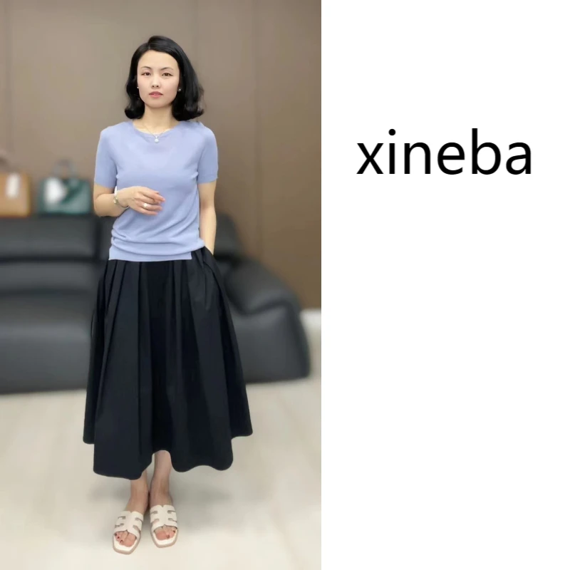 【xineba韩国鞋】2024新款百褶半身裙女士时尚洋气休闲百搭显瘦舒适