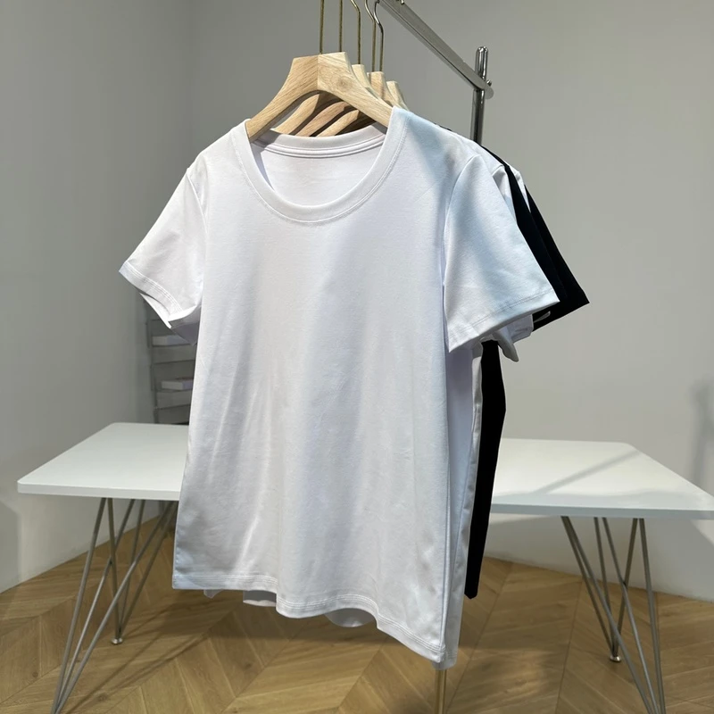 【若若美】X-1027男士三抗小白T圆领百搭短袖（50支丝光双面布）