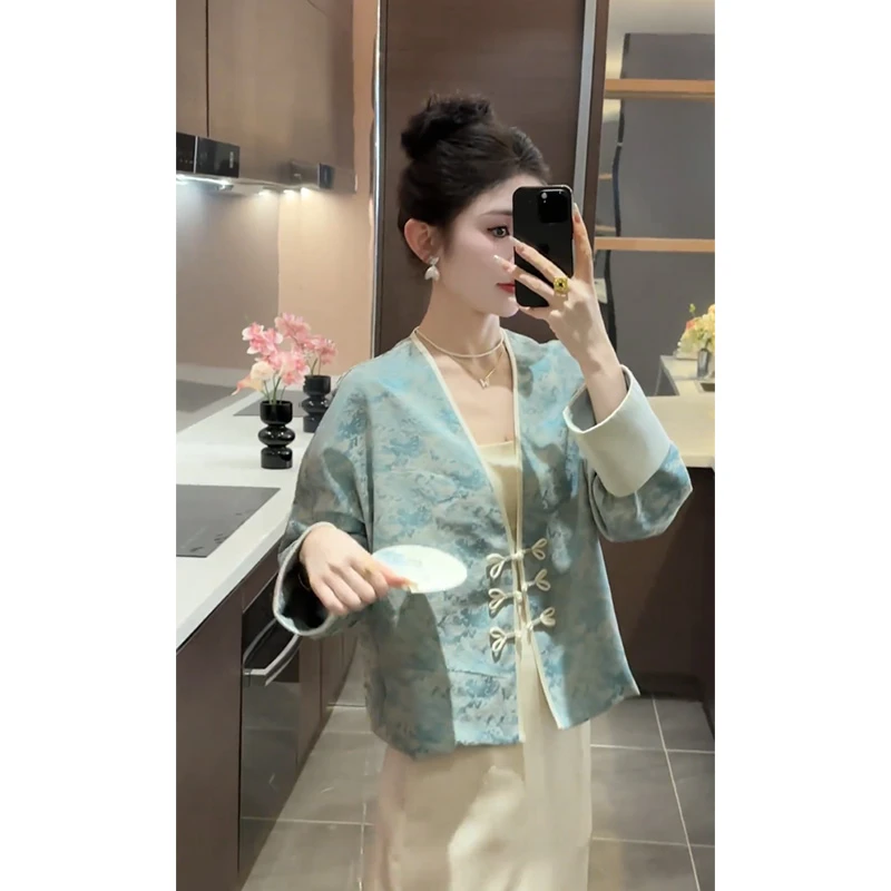 新中式国风气质套装女2024秋季新款高端开衫外套半身裙两件套