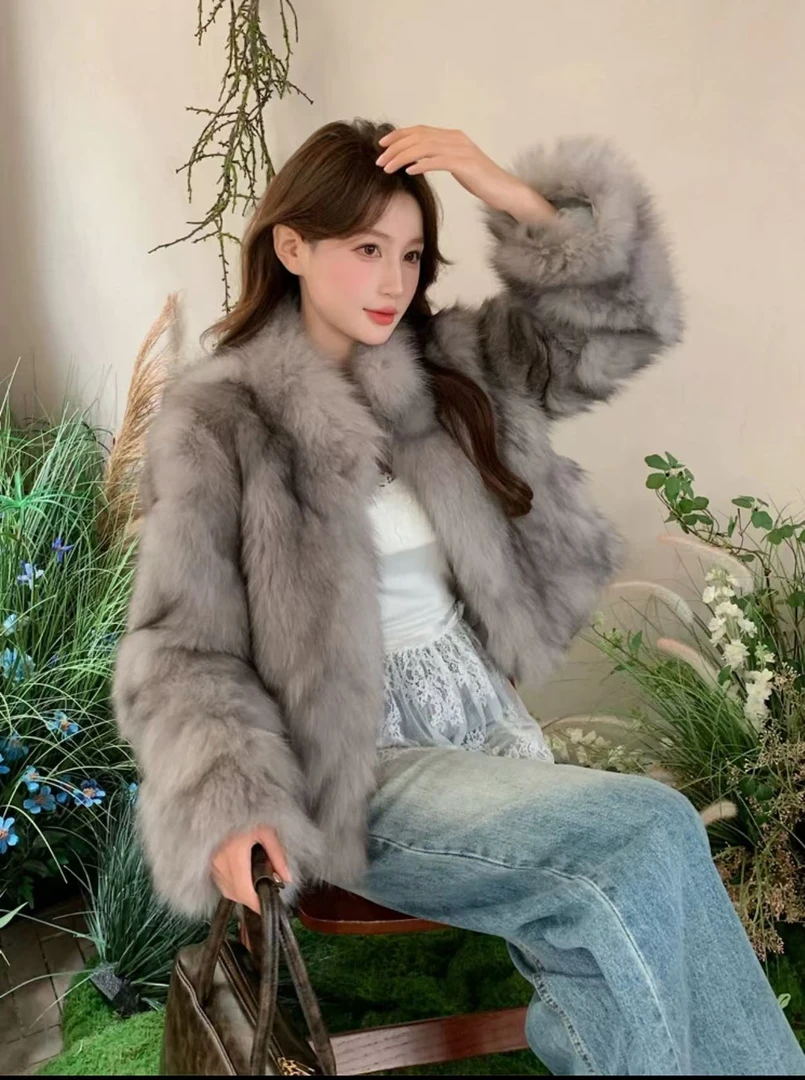 【麋鹿】 2024新款整版腹毛设计感时尚毛皮外套