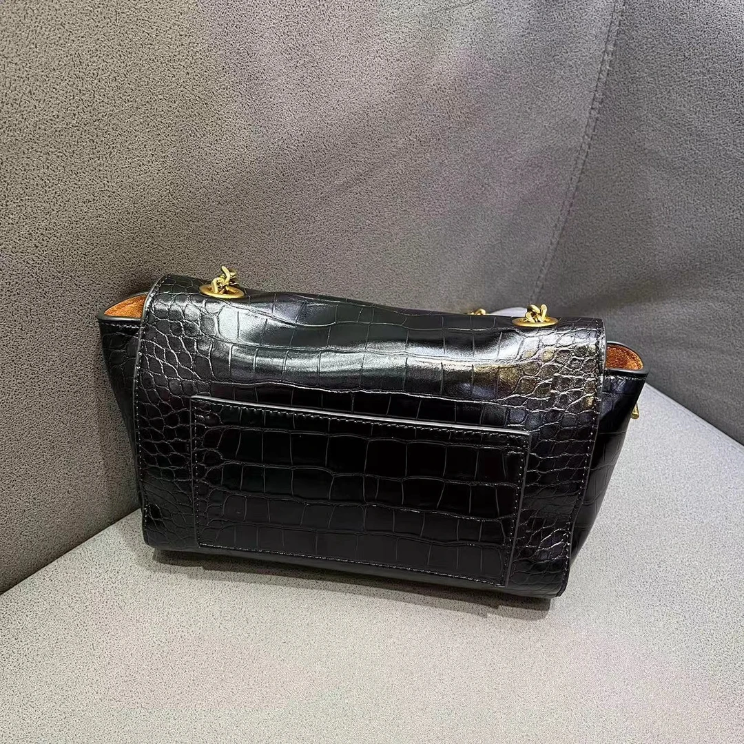 【A036-8008】时尚百搭女士黑色单肩包真皮斜挎包-小号