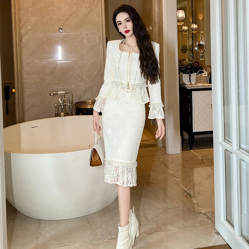 20925秋季法式气质修身女神设计师时尚两件套