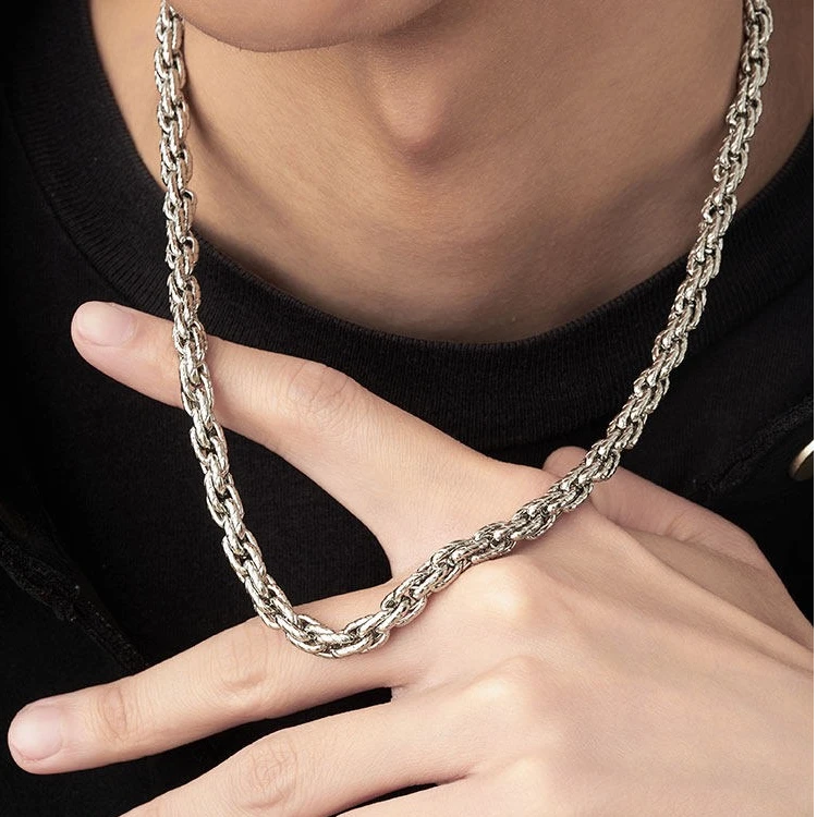 钛钢项链 潮男霸气个性压花龙骨链简约百搭痞帅街头锁骨链不掉色