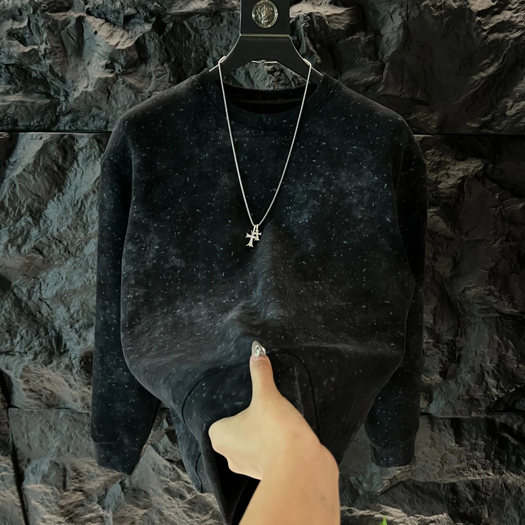 2024秋季网红爆款轻奢高定百搭流行时尚卫衣潮流渐变泼墨圆领长袖