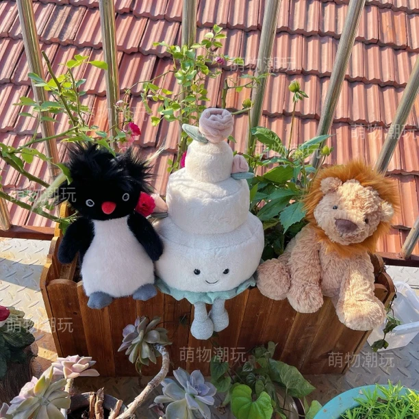 原高货代工婚礼生日蛋糕毛绒玩具炸头企鹅波浪毛狮子娃娃毛绒玩具