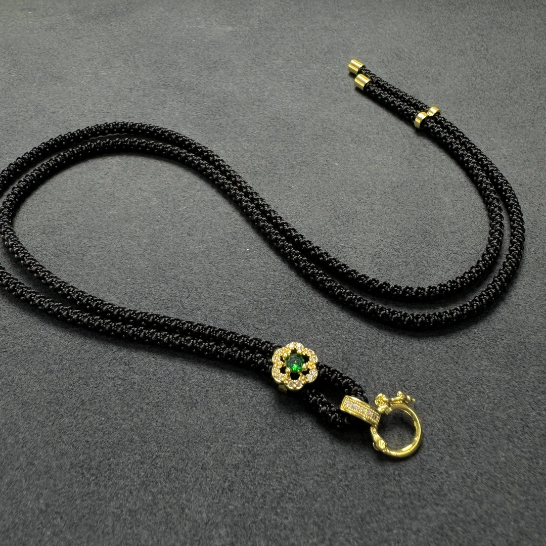 纯银款高档手工编织挂绳项链高档男女款调节长短百搭扣万扣