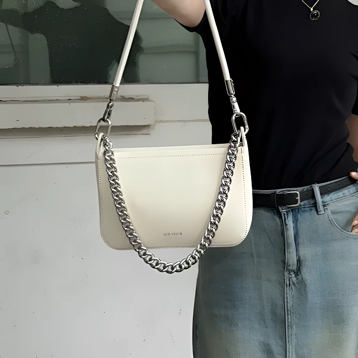 2024新款纯色简约质感时尚女包链条小方包单肩斜跨休闲百搭#19386