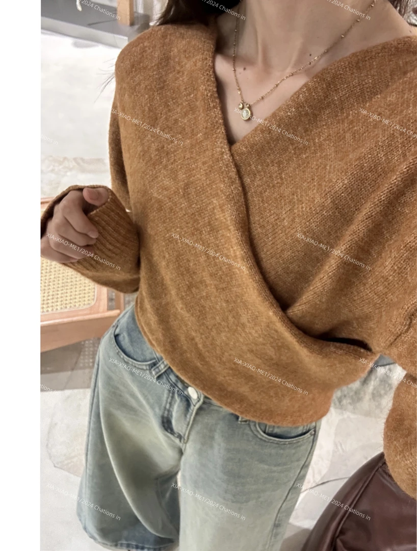 XIAOMEI ｜交叉V领毛衣-1207