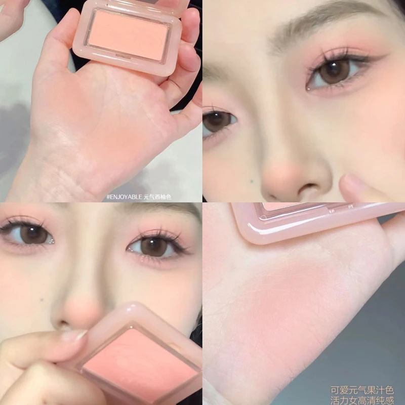 单色淡颜感腮红盘柔雾眼光黄皮嫩妹色素颜显白提升肤色低饱和腮红