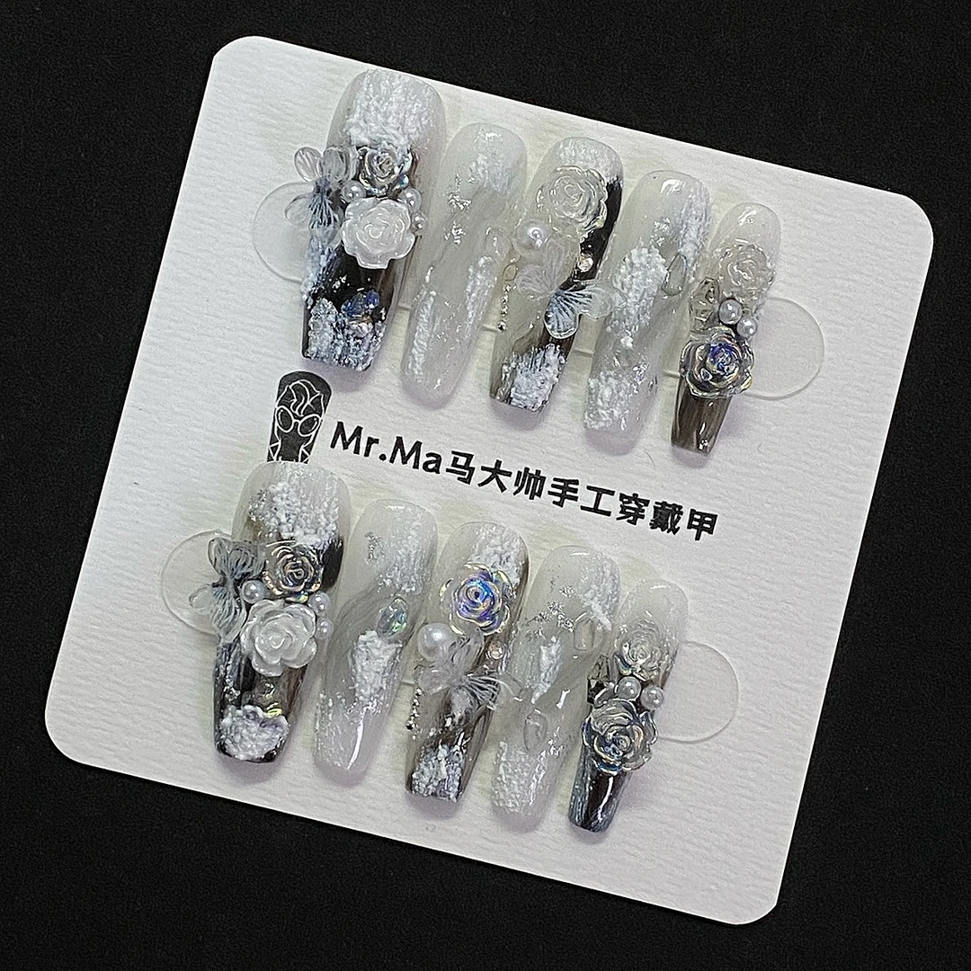 雪山之恋丨重工轻奢手工穿戴甲长款穿戴甲辣妹穿戴甲美甲Mr.Ma