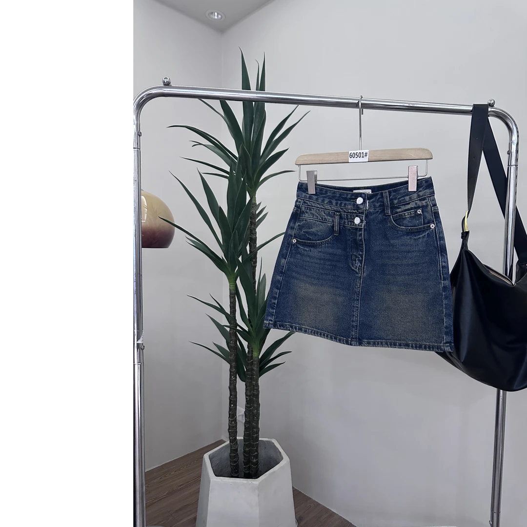 SUOMALA 深色高腰牛仔裙 60501#