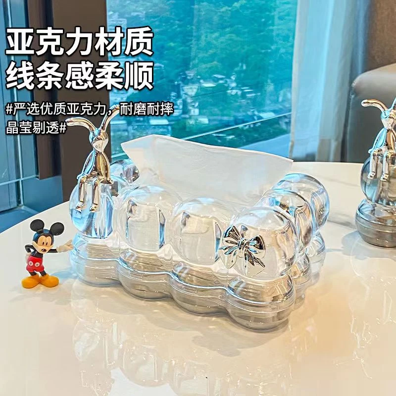 创意北欧轻奢高颜值纸巾盒家用客厅茶几防尘纸巾收纳盒透明抽纸盒