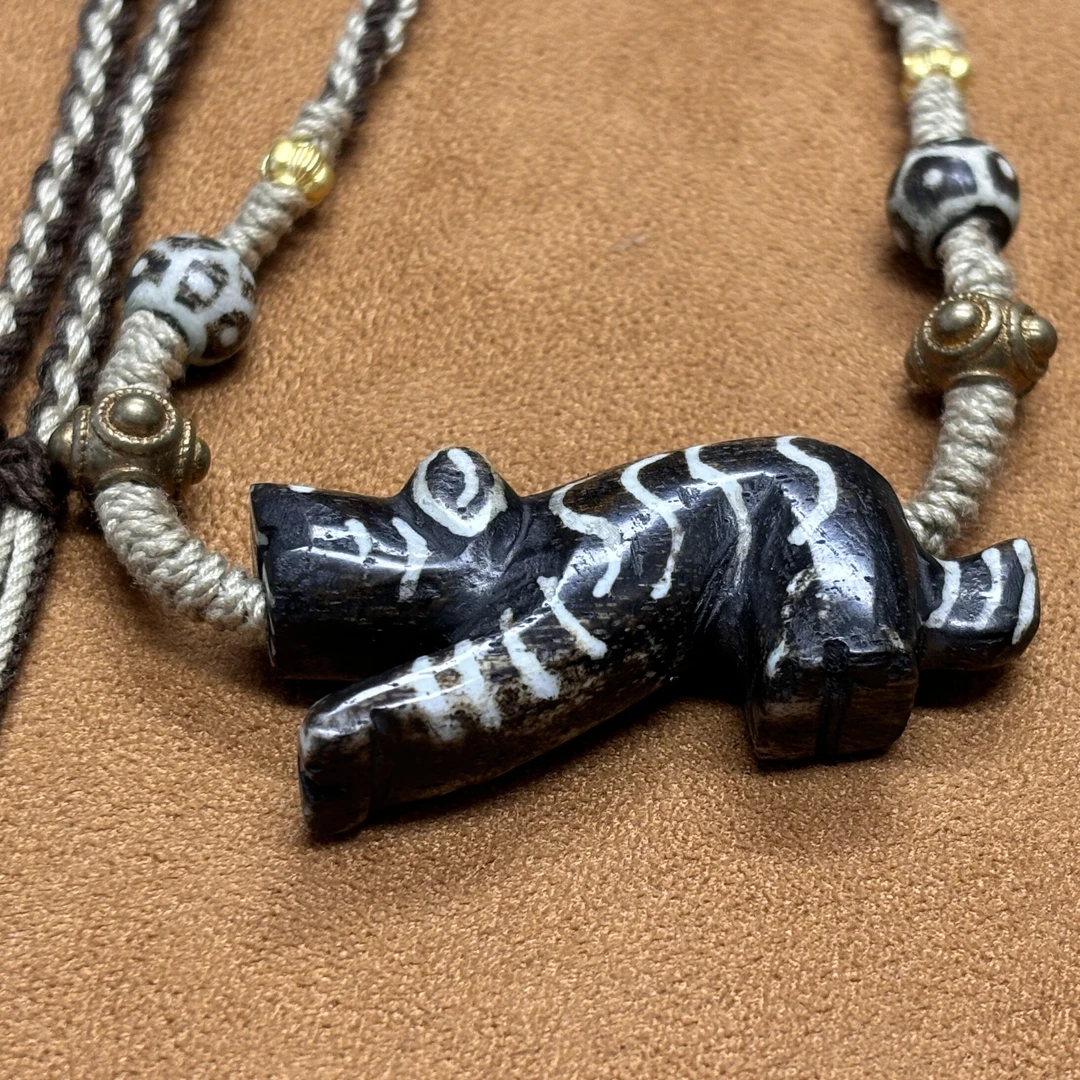 铜合金木质吊坠 东南亚珠饰邦迪克虎形珠吊坠(多样性发货一条)