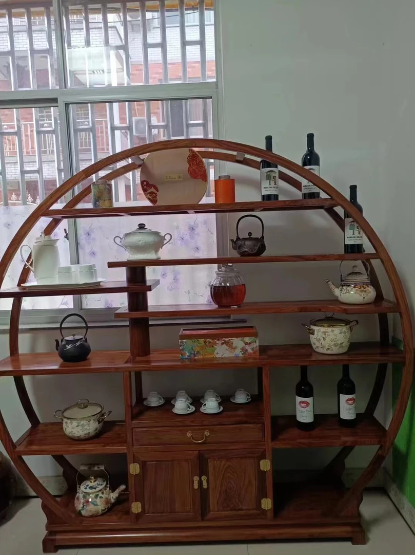 国标红木刺猬紫檀大团圆博古架（101）