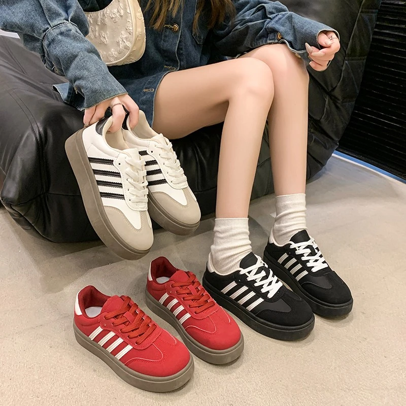 2024年新款四季款男女通用时尚厚底板鞋百搭休闲鞋小个子增高鞋潮