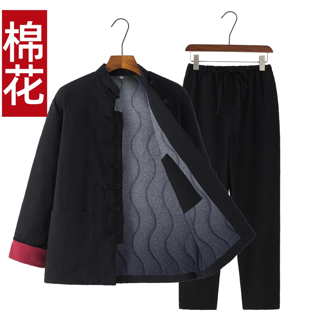 棉花棉袄中国风中式男唐装衣服爸爸冬季厚款棉服宽松大码