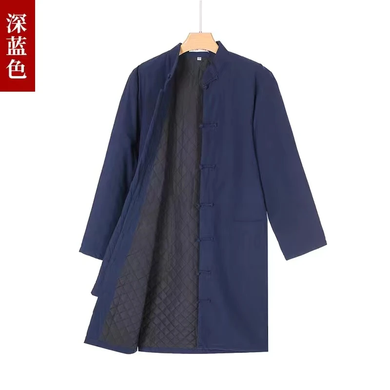 唐装长款棉袄男中国风中式古装中老年衣服冬季厚款棉服宽松大码