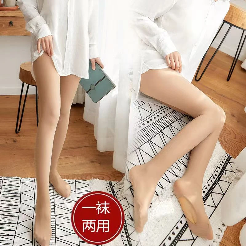 春秋免脱连裤袜女裸感光腿神器肤色大码加厚防勾丝