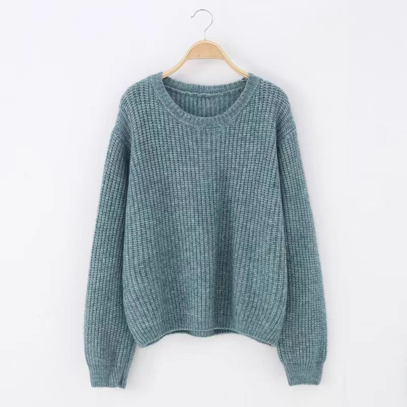 (01-50)套头毛衣女秋冬新款慵懒风粗线加厚宽松外穿百搭针织上衣
