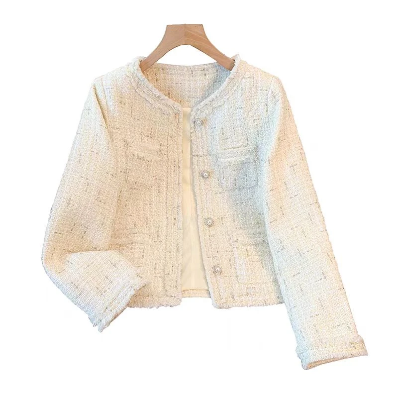 L(31-40)小香风短款粗花呢外套女秋冬装高级感气质长袖上衣