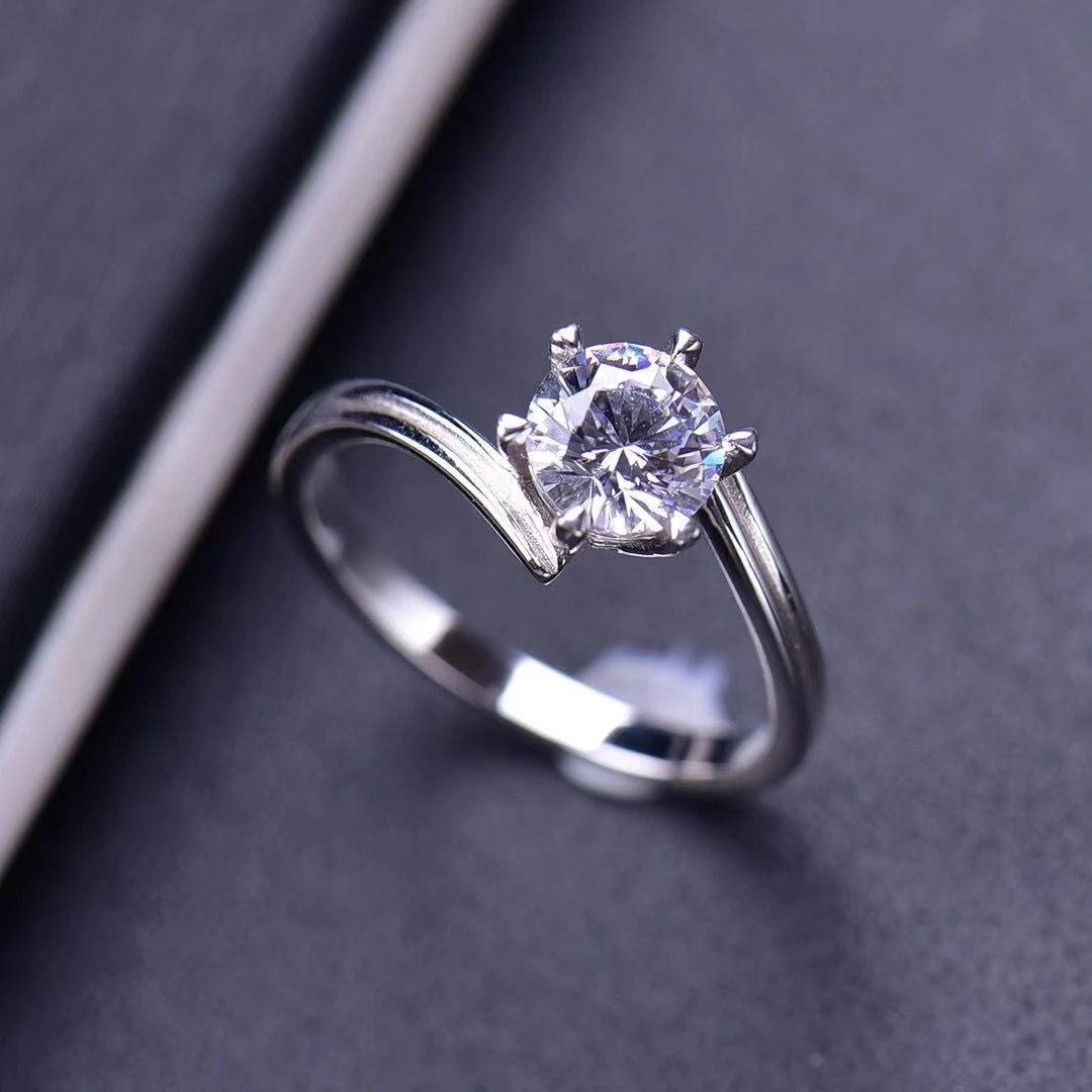 925银莫桑石戒指 【光臂六爪】0.5-1.0ct高品质 莫桑石 合成碳硅石