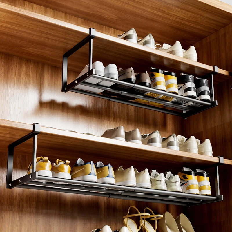 鞋架家用可伸缩鞋柜分层隔板鞋托下挂篮易安装置物架整理鞋子托架