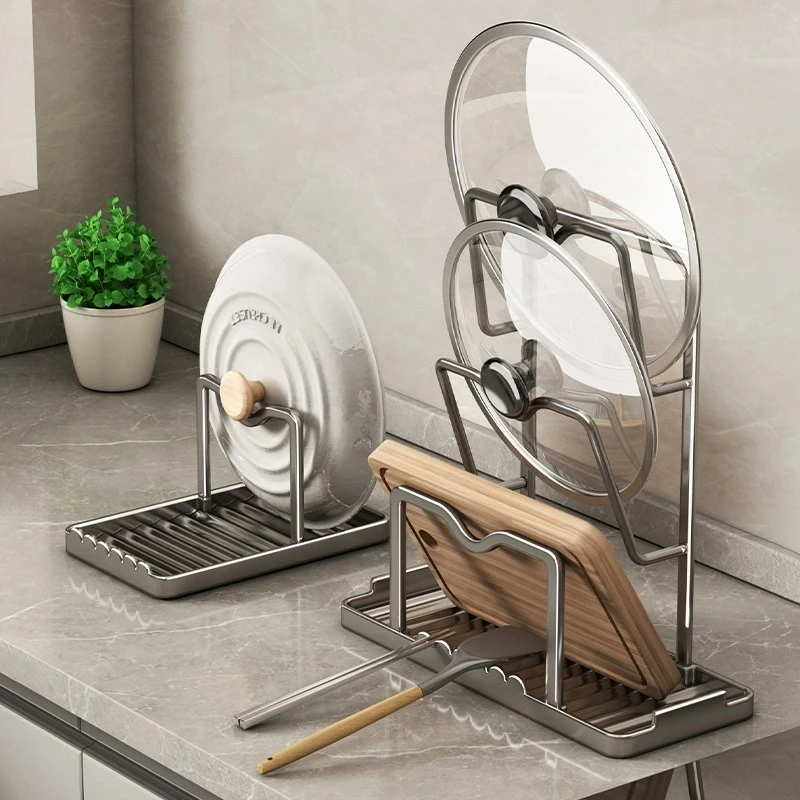 厨房锅盖架锅铲托置物架菜板多功能家用台面多层坐式砧板放置架子