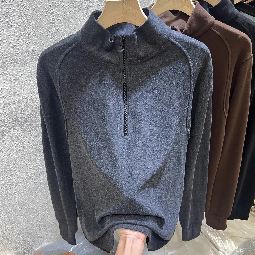 欧货立领长袖设计感双面德绒打底衫女2023秋冬新款百搭针织衫上衣