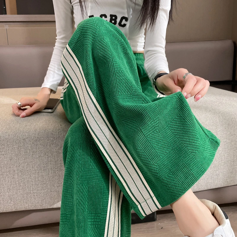 雪尼尔阔腿裤女春秋冬2022新款高腰加绒裤子直筒休闲灯芯绒运动裤