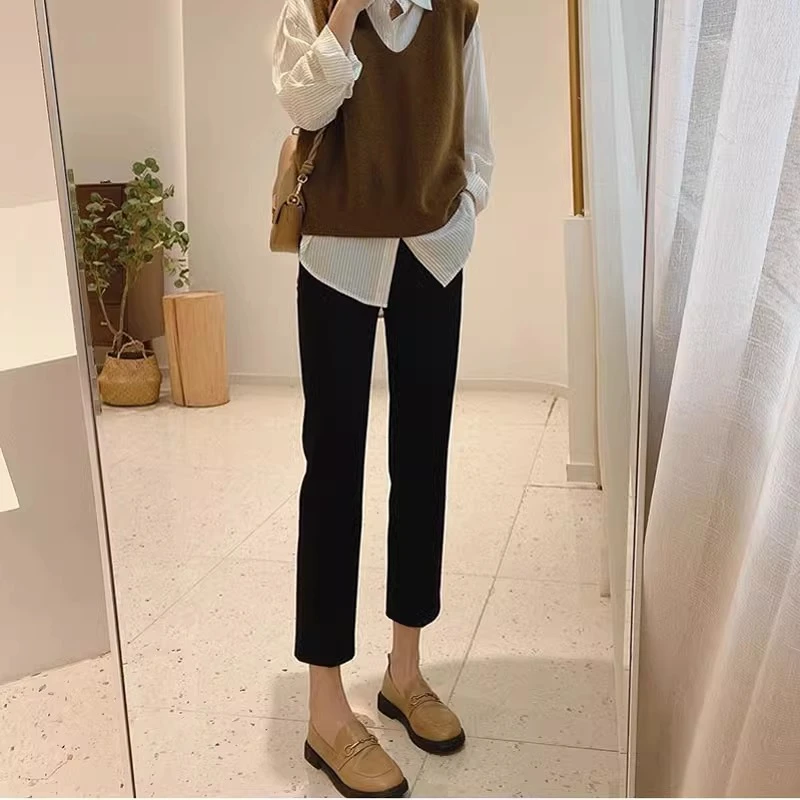 早秋【筷子腿】显瘦西装烟管裤女八分裤女小个子裤子九分裤直筒西裤