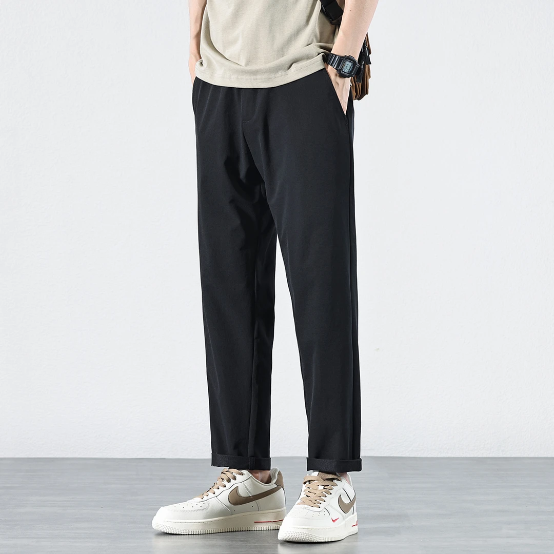 冰丝薄款休闲裤男款2024夏季四面弹透气垂感九分裤中青年高端男裤