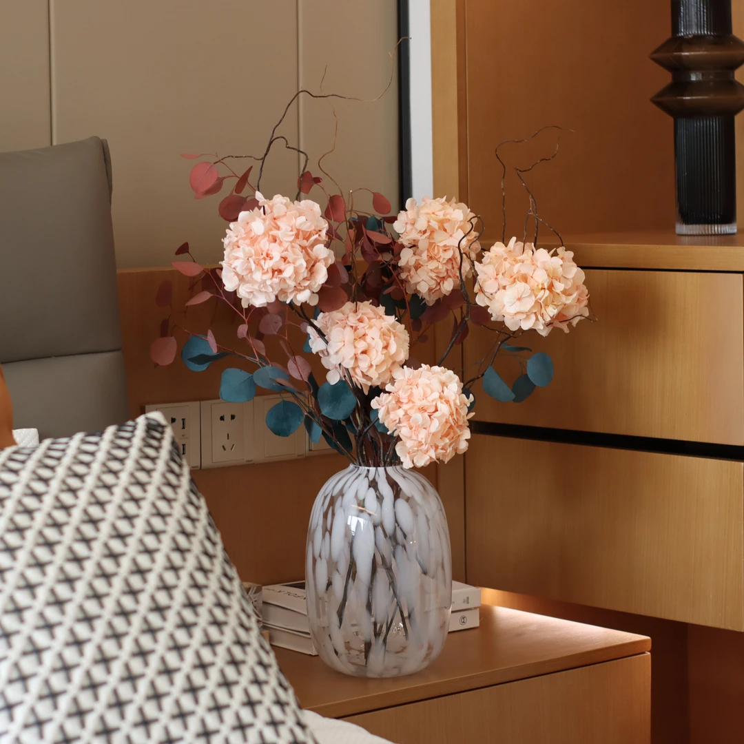 【桃夭】进口轻奢大叶绣球温馨氛围感鲜艳餐桌边几床头柜电视柜花