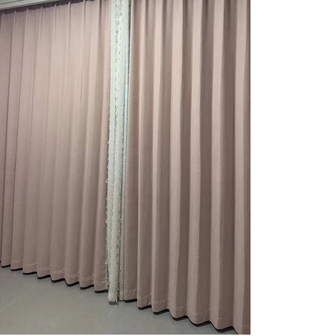 【柯桥源头厂家】雪尼尔脏脏粉窗帘高温定型一秒回弹卧室书房阳台