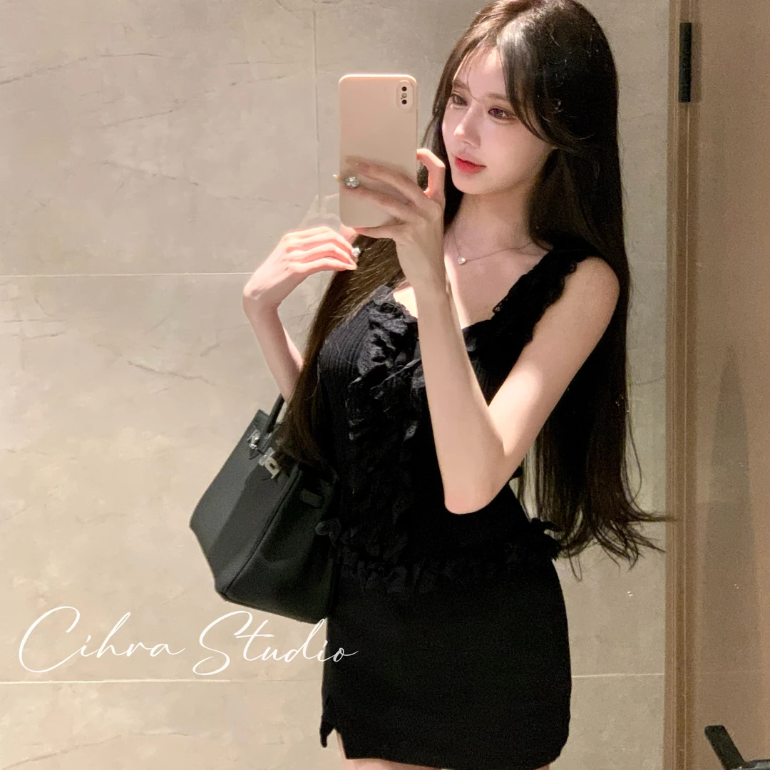 Cihra 【懒懒勾魂】蕾丝无袖背心女夏季新款纯欲风针织衫上衣外搭
