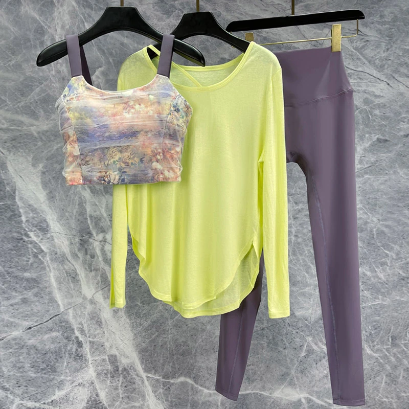 瑜伽服套装女2025新款高级感春夏款长袖速干宽松普拉提网红瑜伽服