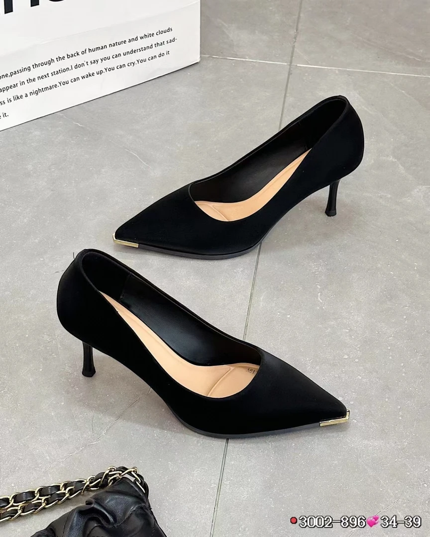 2024秋季新款金属头单鞋细跟尖色细跟高跟鞋职业鞋子百搭性感时尚