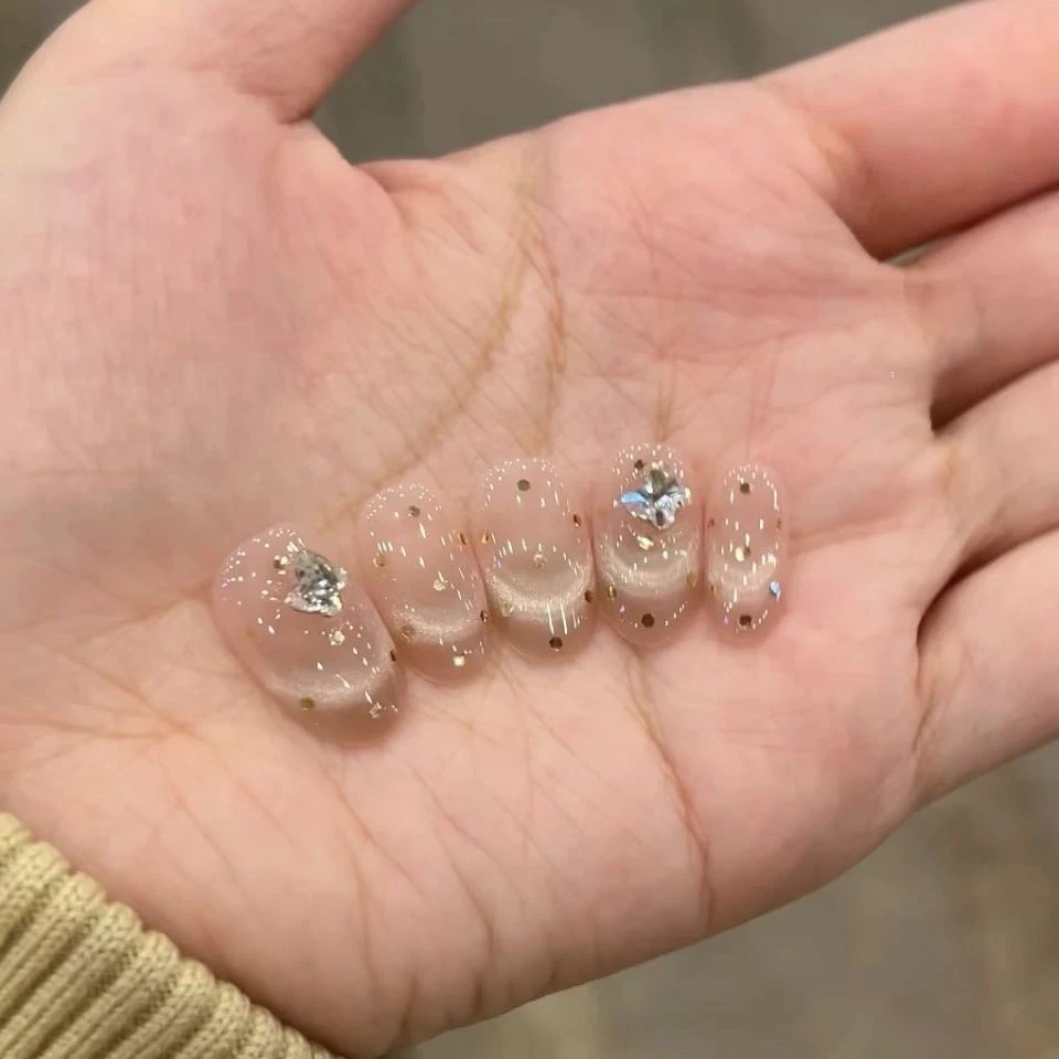 【赫拉】纯手工穿戴甲猫眼气质时尚流行纯欲复古超闪蝴蝶钻百搭019